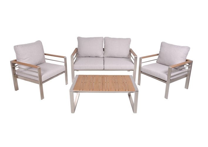 Garden Pleasure Lounge-Set FLORENCE, Aluminium Champagner / Nonwood / Kissen 100 % Polyester Beige