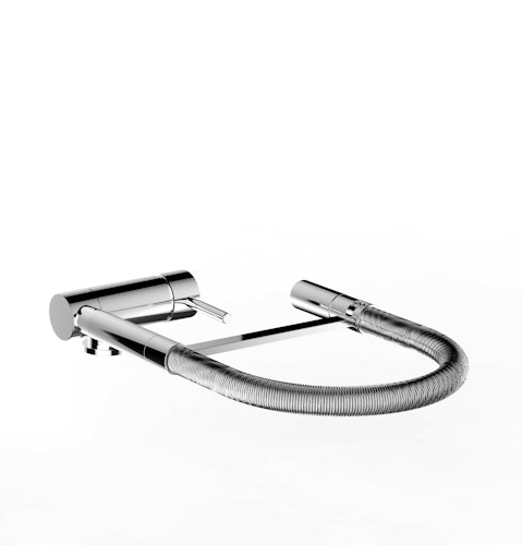 Wasserhahn Vorfenster Küchenarmatur, Umklappbar 6 CM, mit 360° schwenkbarem Auslauf, abnehmbare 2 strahl Handbrause, Verchromt