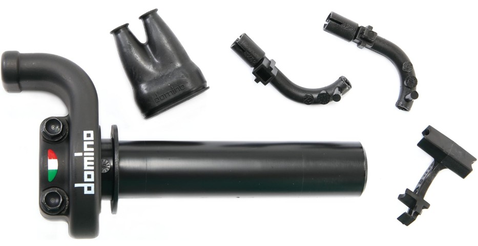 Domino Gasgriffarmatur schwarz, ohne Gummis, Gasgriffarmatur "KRE03" Offroad Racing Kurzhub Gasgriff