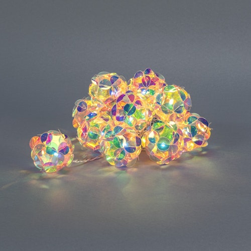 Konstsmide Weihnachtsbeleuchtung Dekolichterkette Kugeln 10 warmweiße LEDs in Kristalloptik, batteriebetrieben