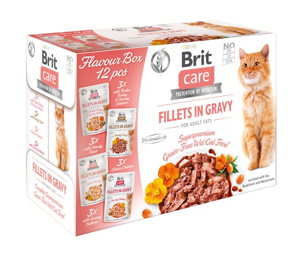 Brit Care Flavour Box Fillets in Soße Multipack 12 x 85 Gramm Katzennassfutter