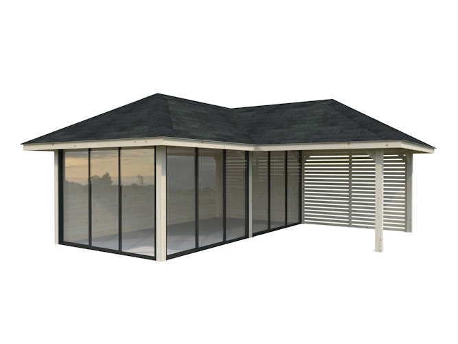 Palmako Pavillon Bianca 24,9 m² Set 514 Slide Plus mit Isolierglas-Schiebetüren
