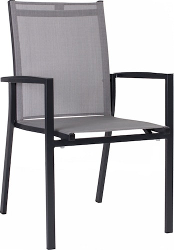 STERN Gartenmöbel-Set NEW LEVANTO 2 M, Tisch 160 x 90 + 4 Stapelsessel, Aluminium Anthrazit / HPL Silverstar