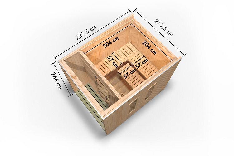 Karibu Design Saunahaus Laguna mit Douglasie-Lamellenprofil - 73 mm