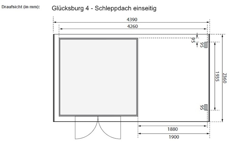 Karibu Eco Gartenhaus Grebenau / Glücksburg 2/3/4 mit 190 cm Schleppdach