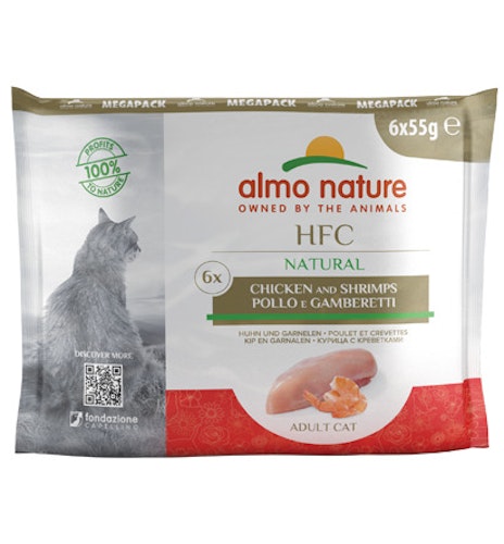 Almo Nature HFC Natural Huhn & Garnelen 6 x 55g Multipack Katzennassfutter