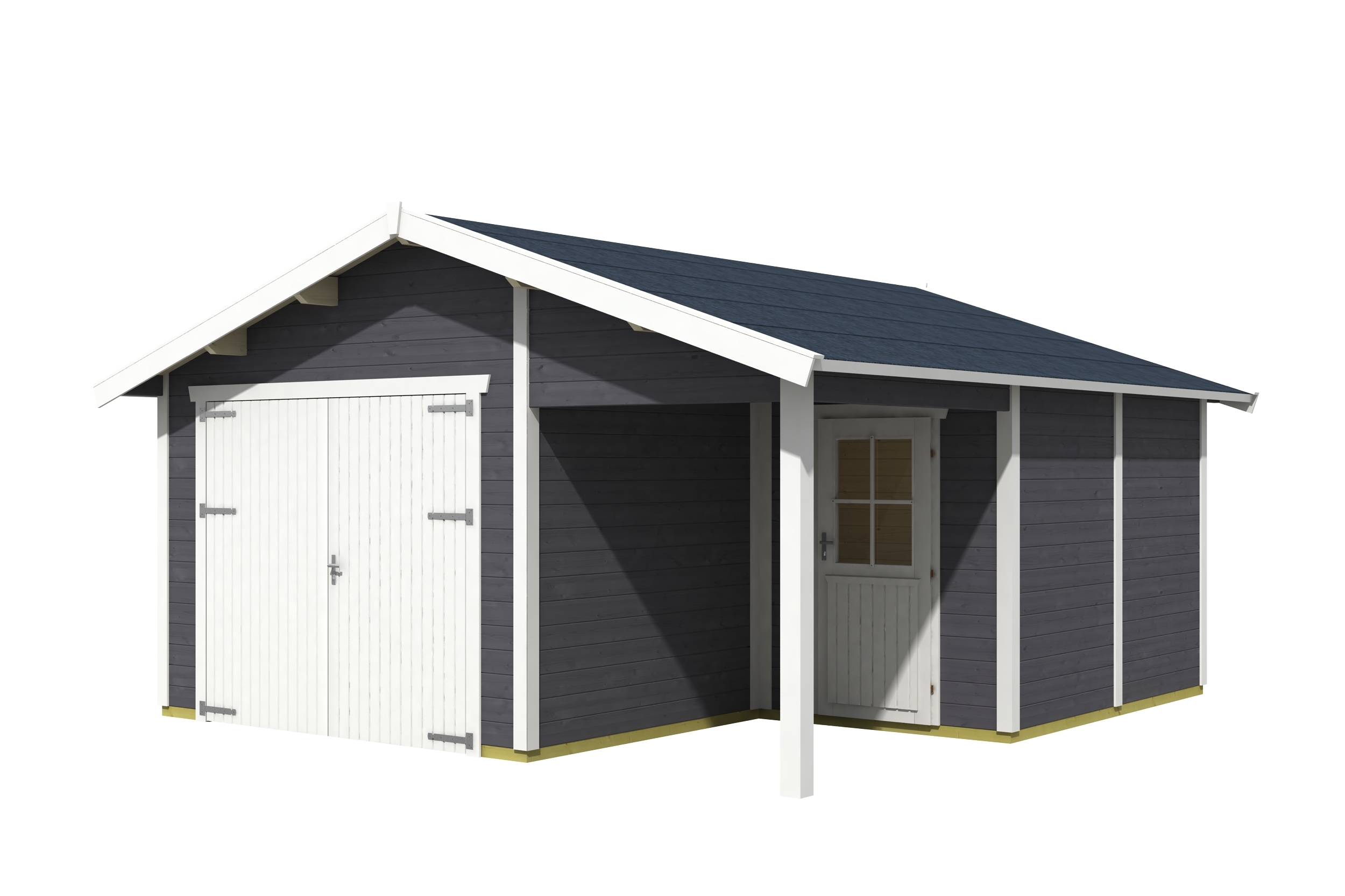 Skan Holz 45 mm Garage Holzgarage Varberg 1/2/3-500 x 525 cm (Varberg 2 schiefergrau)