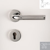 Griffwerk Wechselgarnitur ADINA K3-Edelstahl poliert/matt-Klipptechnik