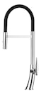 Vorschaubild Wasserhahn Küchenarmatur, LEAF, mit 360° schwenkbarem Auslauf, abnehmbare 2 strahl Handbrause, Verchromt / Schwarz