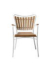 Cinas Balkon-Set ELLEN, Kaffeetisch Ø 80 cm + 2 Sessel, Aluminium Weiß / Teak
