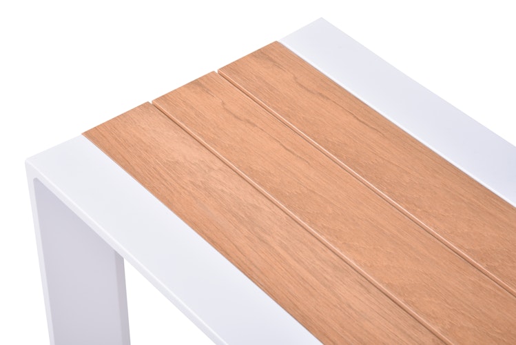 Garden Pleasure Bank VENICE 180 cm, Aluminium Weiß / Nonwood Teak-Optik