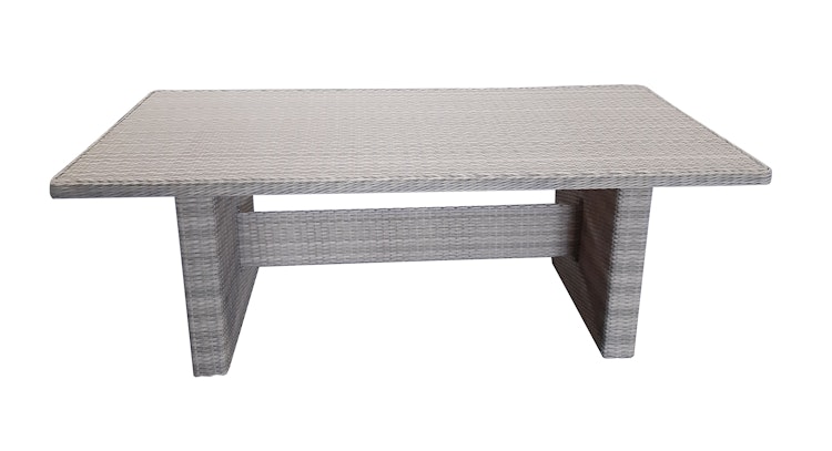 Garden Pleasure Gartenmöbel Set DIJON II, Tisch 200 x 100 + 6 Sessel, Polyrattan Sesamgrau / Glasplatte / Kissen 100 % Polyester Dunkelgrau