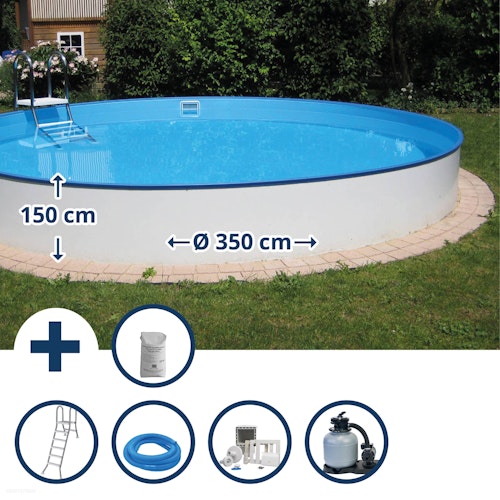 Summer Fun Stahlwand Pool-Set BAHRAIN Halbhoch-Einbaubecken Ø 350 x 150 cm
