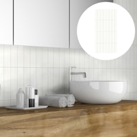 Revét Vinyl Wandfliese Butcherblock Weiß Hochglanz 120 x 60 cm
