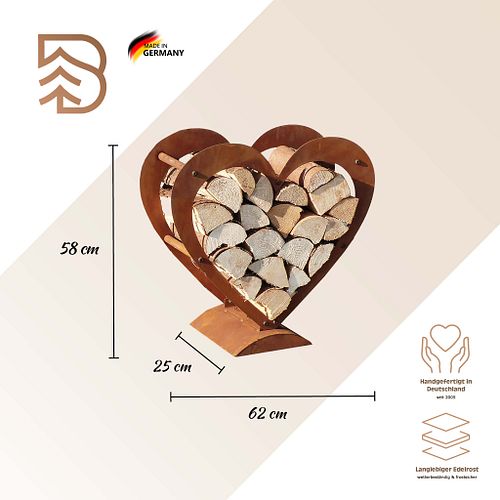 Badeko Herz-Holzregal-Set: 45 & 58 cm hoch
