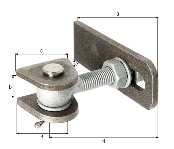 Alberts® Torband f.180° Öffnung,lang,Schrauben,etc.fvz.,Bolzen,etc.VA,z.Anschweißen,M24