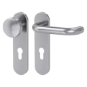 Vorschaubild Griffwerk ALESSIA PROFESSIONAL Schraubtechnik FS Panik -Edelstahl matt  Kurzschild-Garnitur -Schraubt. -Knopf R2 -WR -Stift 9mm -TS 38-50mm