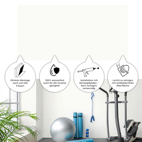 Revét Vinyl Wandfliese Weiss Hochglanz 60 x 30 cm