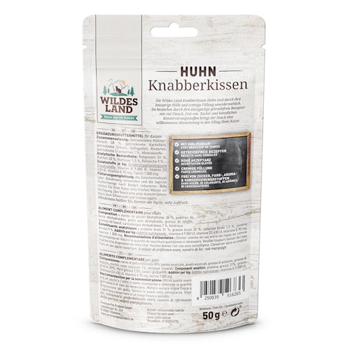 WILDES LAND Katze 50g Knabberkissen Huhn