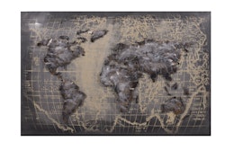 3D Metallbild Weltkarte Grau 120 x 80 cm, Stahlblech