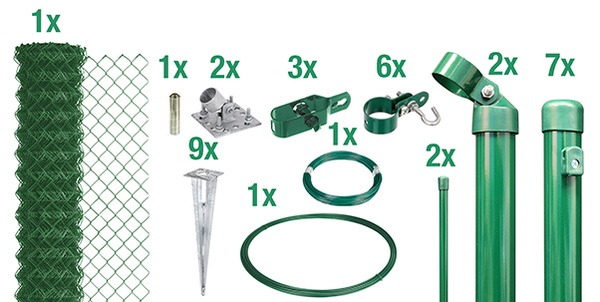 Alberts® Set Maschendrahtzaun,mitBodenhülse,grün,Zaunhöhe:2000mm,Zaunlänge:25m 633790