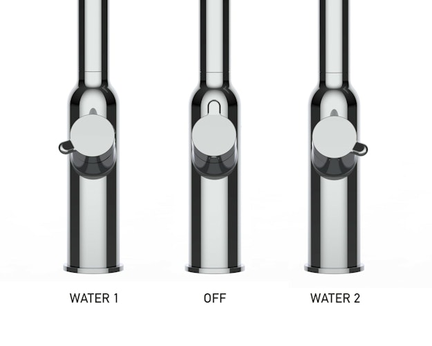 4 Wege Wasserhahn Küchenarmatur, BOD, mit 360° schwenkbarem Auslauf, abnehmbare 2 strahl Handbrause, Schwarz Matt / Grau