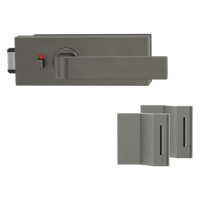 Griffwerk PURISTO S -Kaschmirgrau Ganzglastürbeschlagset -3-teiliger Bandsatz -mit Griff DESM GRAPH -EM -smart2lock
