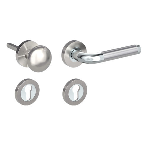 Griffwerk SIMONA Schraubtechnik GK4 -Chrom/Nickelmatt/Edelstahl  Rosettengarnitur -Schraubt. -Knopf R21 -WR -TS 40-45mm