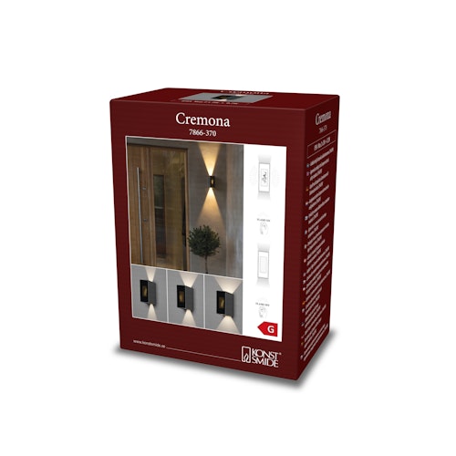 Konstsmide Wandleuchte Cremona, mit Fernbedienung, anthrazit (7866-370)