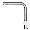 Vorschaubild Kurze Variante - 3 Wege Wasserhahn Küchenarmatur, Edelstahl Massiv mit 360° schwenkbarem L-Auslauf, Hochglanz Poliert