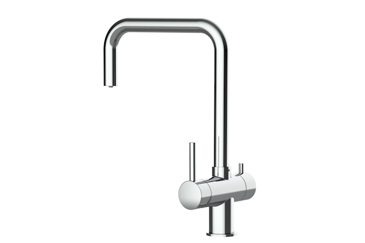 NIEDERDRUCK 3 Wege Wasserhahn Küchenarmatur, Edelstahl Massiv, 360° schwenkbarem N-Auslauf, Hochglanz Poliert