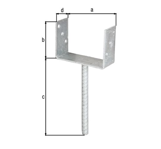 Alberts® U-Pfostenträger 104x60x4mm Betonanker Riffelstahl für verschiedene Pfostenstärken