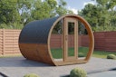 Wolff Finnhaus Saunafass Senta 2333 mit verspiegelter Glasfront