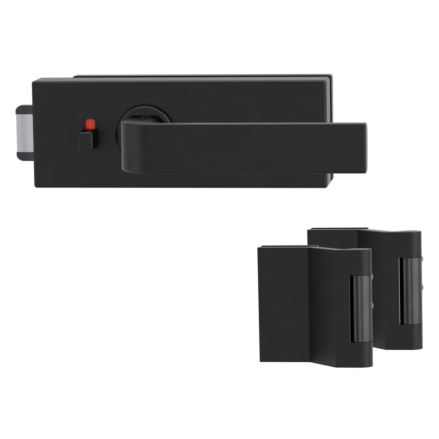 Griffwerk PURISTO S -Graphitschwarz Ganzglastürbeschlagset -3-teiliger Bandsatz -mit Griff DESM GRAPH -GSC -smart2lock