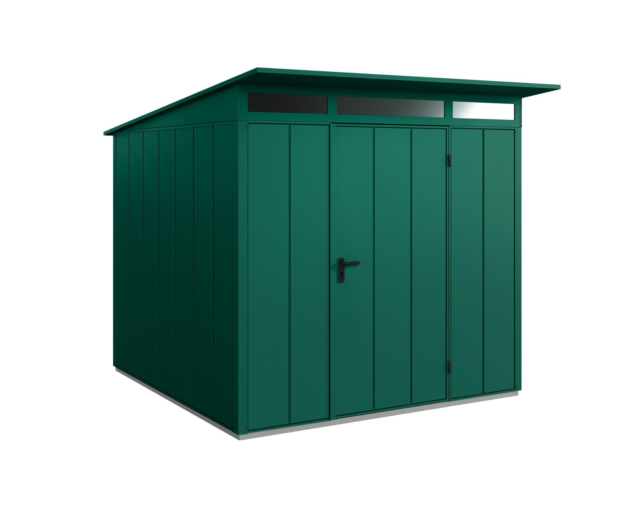 Thumbnail - Hörmann Metall-Gerätehaus EcoStar Premiumline mit Pultdach B 238 x 238 cm (Typ 2), Motiv Design (mit breiten Lamellen), ...