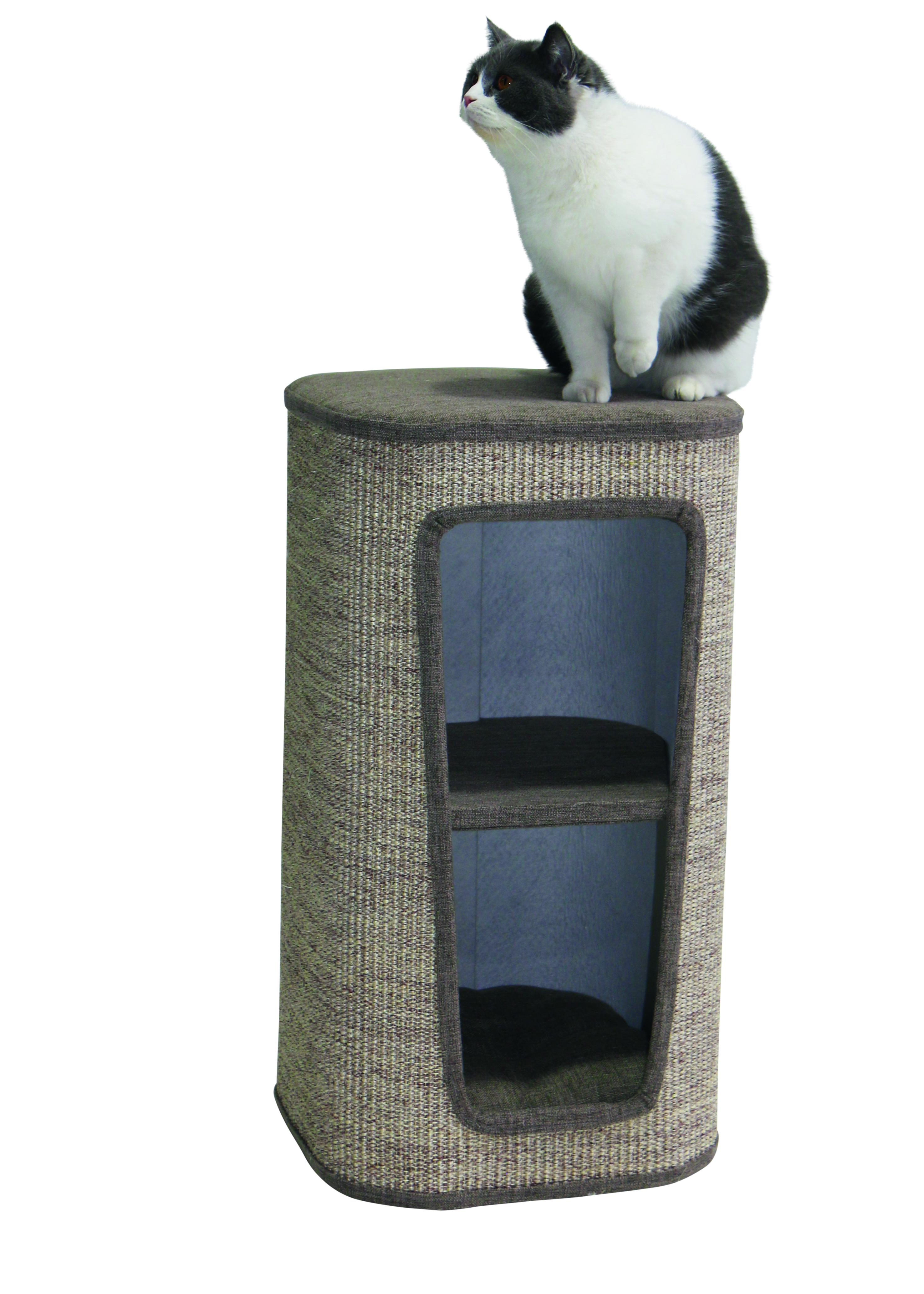 NOBBY Kratztonne "CAPTA II" braun Leinenoptik 38 x 38 x 70 cm