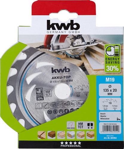 kwb Akku Top Sägebl HM Mit-Dü 135x20 Z18 581954