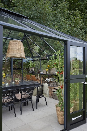 Juliana Gewächshaus Grand Oase anthrazit - 3 mm Sicherheitsglas - 25,6 m²