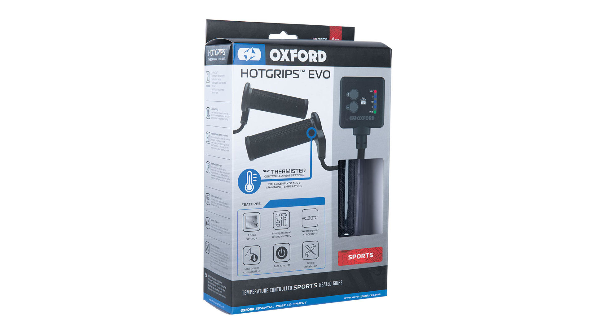 Oxford Heizgriffe Sports, Grifflänge 123 / 114 mm, Heizgriffe "Hotgrips&reg;Evo" 12 V