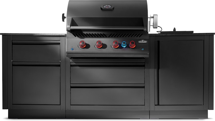 NAPOLEON Gasgrill Oasis Compact 105, Mattschwarz, mit BIG32-1 und Einbau SIZZLEZONE