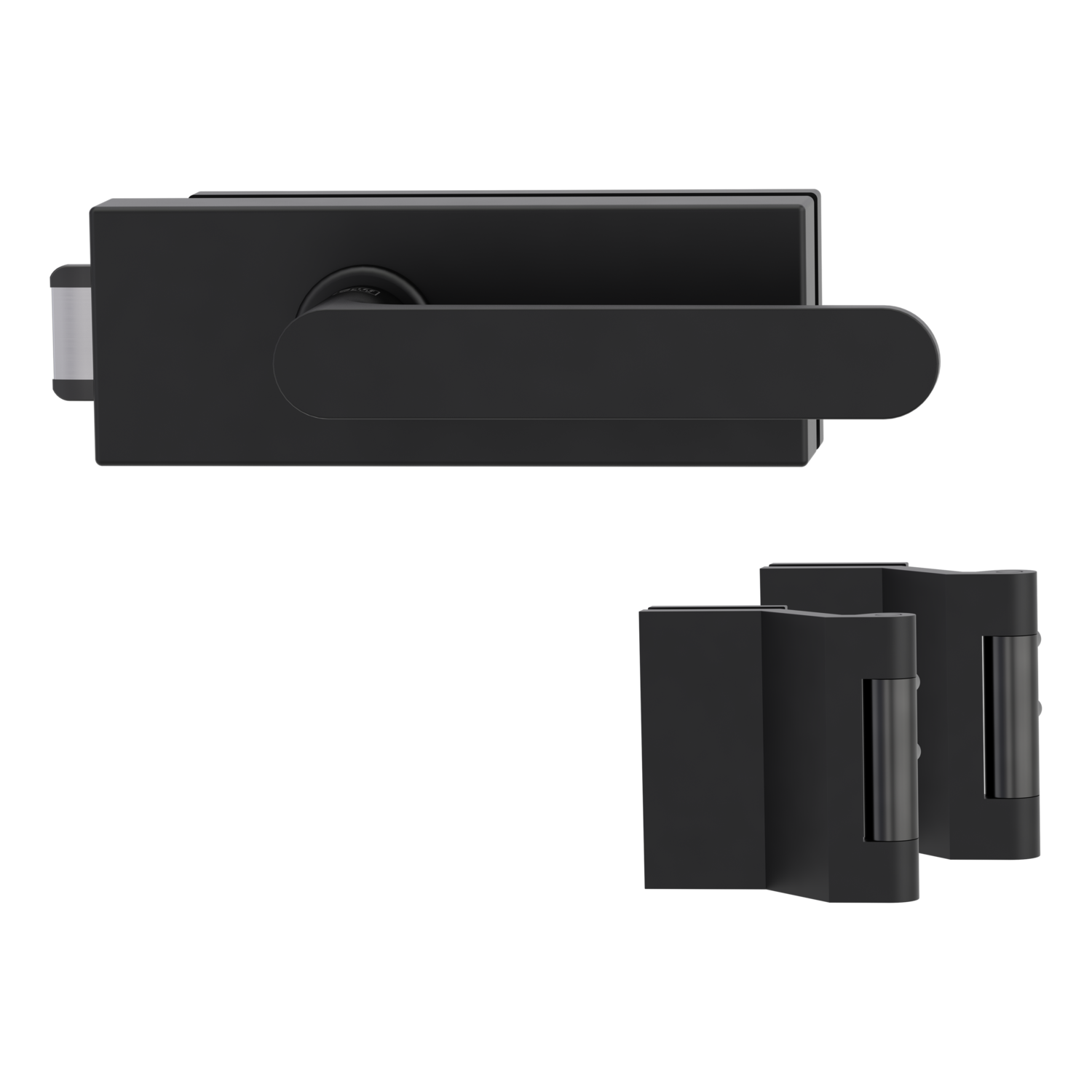 Griffwerk Glastürbeschlag PURISTO S mit Griff AVUS unverschließbar Flüster 3-tlg. Bänder VAYA 291 AVUS Graphitschwarz