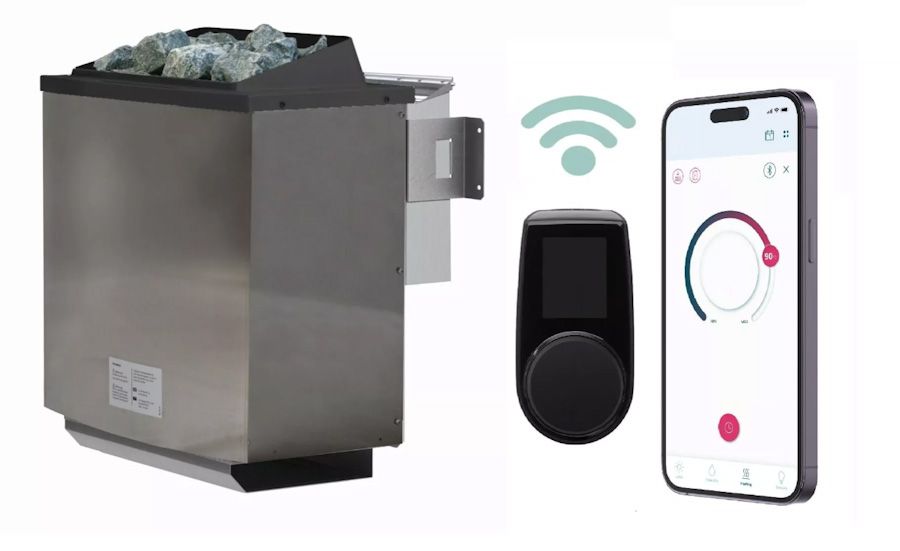 Karibu 9 kW Bio-Kombiofen anthrazit inkl. Huum WLAN Steuergerät mit App-Steuerung