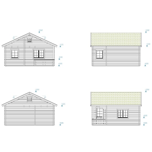 Palmako Ferienhaus Emily 40,1 + 5,2 m² - 70 mm