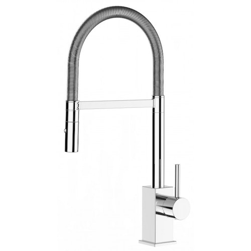 Wasserhahn Küchenarmatur, QU, mit 360° schwenkbarem Auslauf, abnehmbare 2 strahl Handbrause, Verchromt