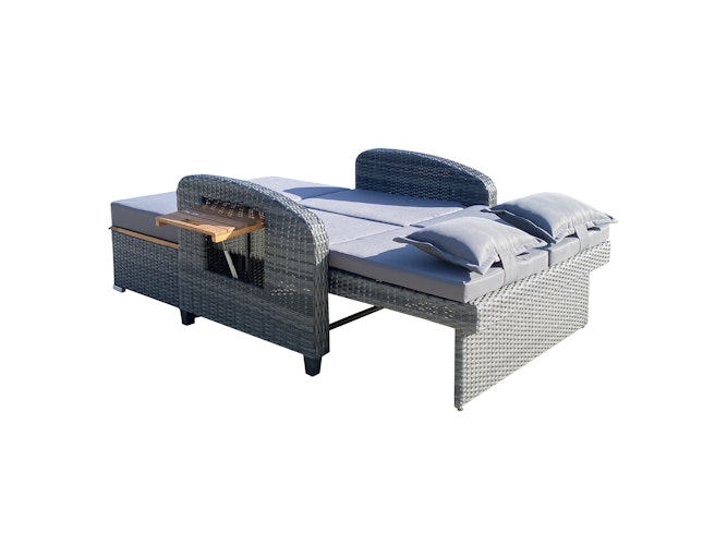 Garden Pleasure Funktionssofa BARI, Polyrattan Dunkelgrau / Kissen 100 % Polyester Dunkelgrau