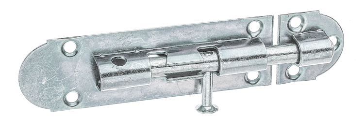 Alberts® Grendelriegel, m. Knopf, o. Feder, m. Schlaufe, galvanisch verzinkt dickschichtpassiviert, LxB100x30mm 124083