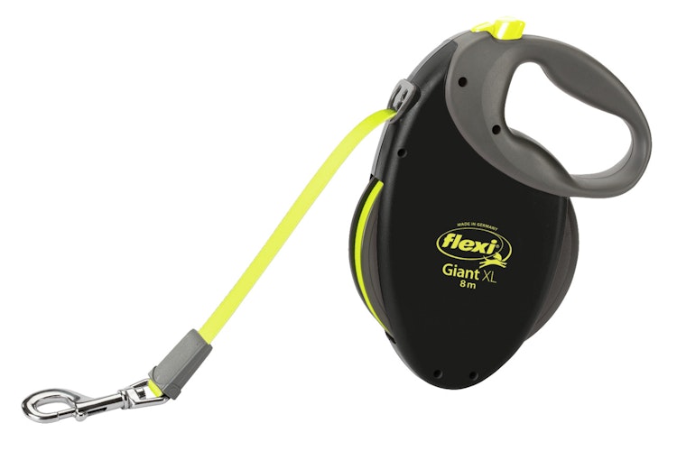 flexi NEON GIANT Gurt 8m schwarz/neongelb Roll-Leine für Hunde