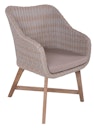 Vorschaubild Garden Pleasure Gartenmöbel Set PUEBLO / OAKLAND, Tisch 100 x 60 x 55 + 4 Sessel, Akazie / Polyrattan Zimtbraun / Kissen 100 % Polyester Taupe
