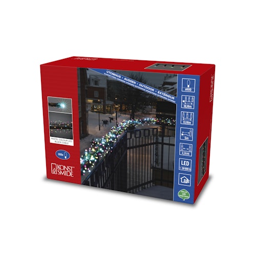 Konstsmide Weihnachtsbeleuchtung LED Minilichterkette Cluster mit 600 bonbonfarben LEDs