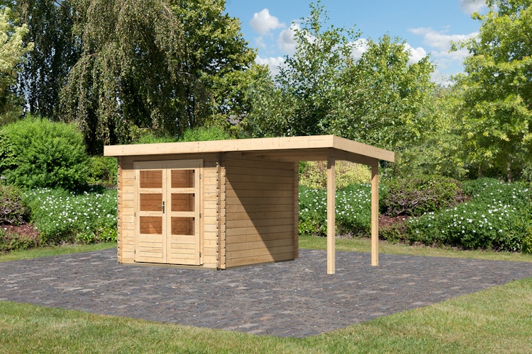 Karibu Woodfeeling Gartenhaus Bastrup 4 naturbelassen - 28 mm
